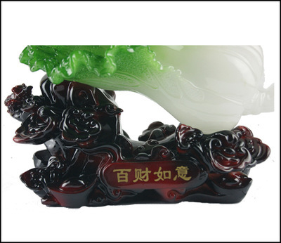 中號(hào)百財(cái)如意 樹(shù)脂仿玉白菜擺件，家居與商務(wù)禮品的雅致之選