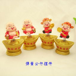 萌趣納福 Q版財(cái)神彈簧車(chē)載公仔，義烏藍(lán)喵電商的樹(shù)脂工藝精品